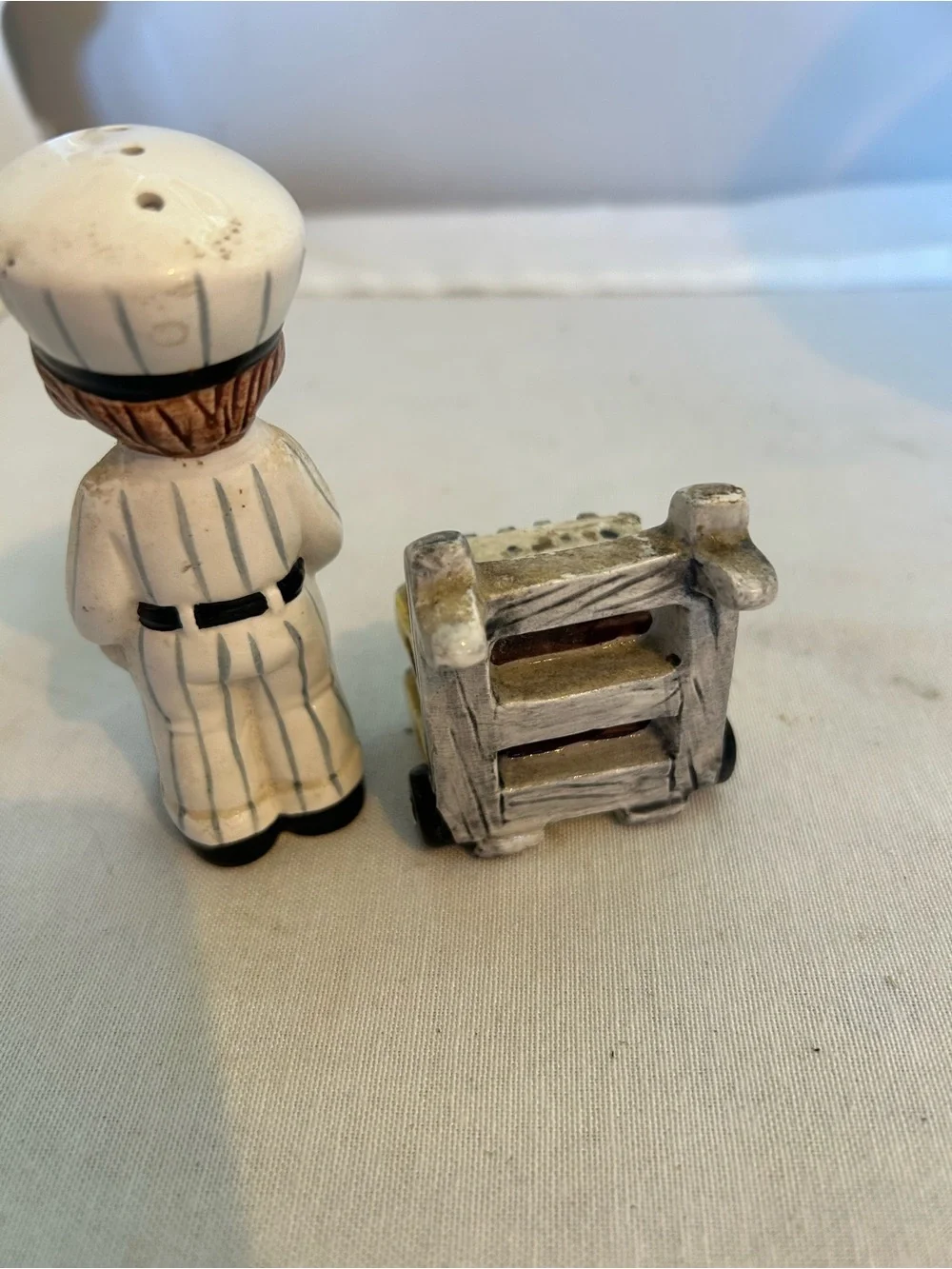 Coca Cola delivery man salt and pepper shakers with Yellow Bottle Crates